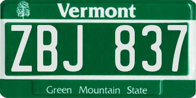 VT license plate ZBJ837