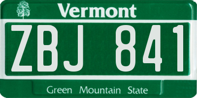 VT license plate ZBJ841