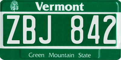 VT license plate ZBJ842