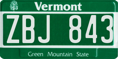 VT license plate ZBJ843