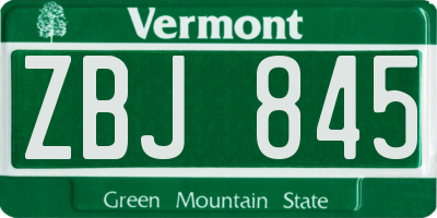 VT license plate ZBJ845