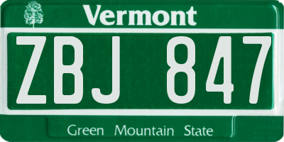 VT license plate ZBJ847