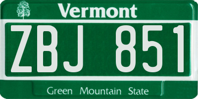 VT license plate ZBJ851