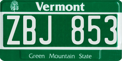 VT license plate ZBJ853