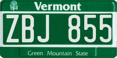 VT license plate ZBJ855