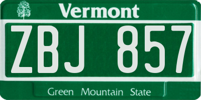 VT license plate ZBJ857