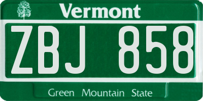 VT license plate ZBJ858