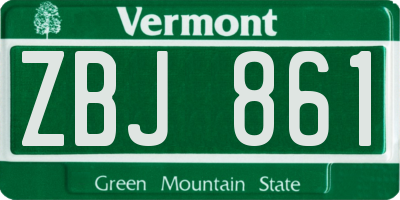 VT license plate ZBJ861