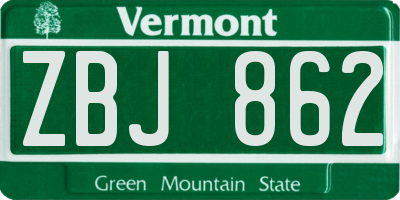 VT license plate ZBJ862