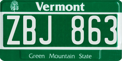 VT license plate ZBJ863