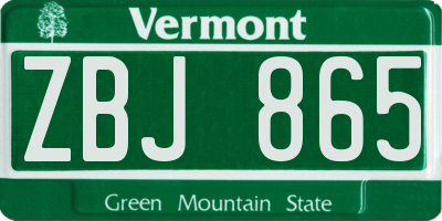 VT license plate ZBJ865