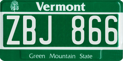 VT license plate ZBJ866