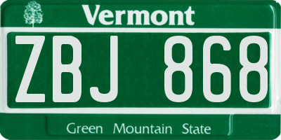 VT license plate ZBJ868