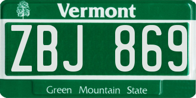 VT license plate ZBJ869