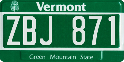 VT license plate ZBJ871