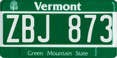 VT license plate ZBJ873