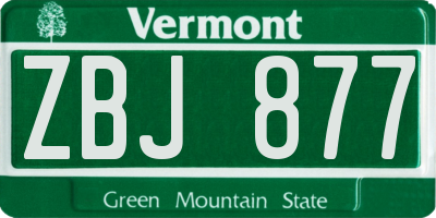 VT license plate ZBJ877