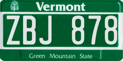 VT license plate ZBJ878