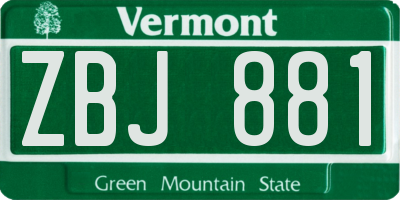 VT license plate ZBJ881