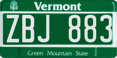 VT license plate ZBJ883