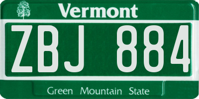 VT license plate ZBJ884