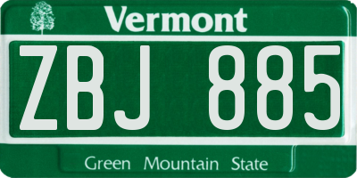 VT license plate ZBJ885