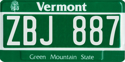 VT license plate ZBJ887