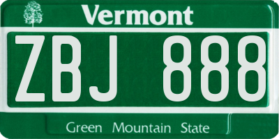 VT license plate ZBJ888