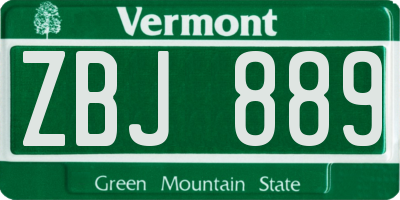 VT license plate ZBJ889