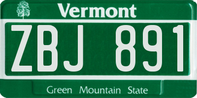 VT license plate ZBJ891