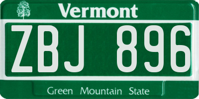 VT license plate ZBJ896