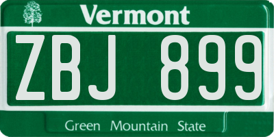 VT license plate ZBJ899