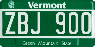 VT license plate ZBJ900