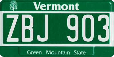 VT license plate ZBJ903