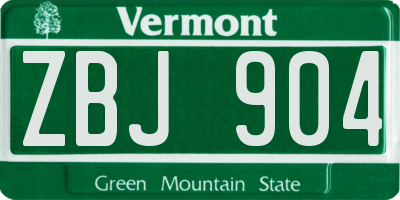 VT license plate ZBJ904