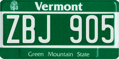 VT license plate ZBJ905