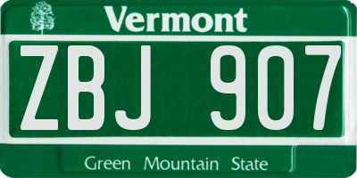 VT license plate ZBJ907