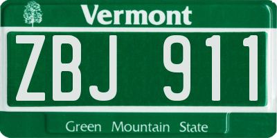VT license plate ZBJ911