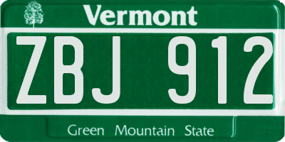 VT license plate ZBJ912