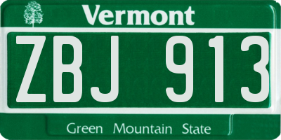 VT license plate ZBJ913