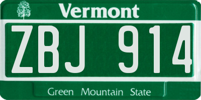 VT license plate ZBJ914