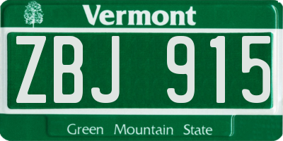 VT license plate ZBJ915