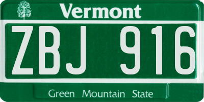 VT license plate ZBJ916