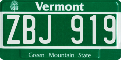 VT license plate ZBJ919
