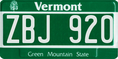 VT license plate ZBJ920