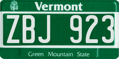 VT license plate ZBJ923