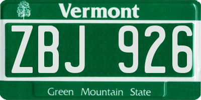 VT license plate ZBJ926
