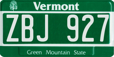 VT license plate ZBJ927