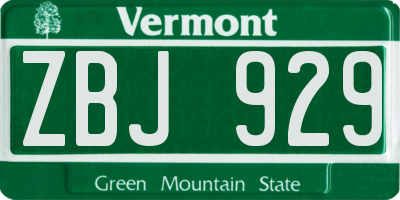 VT license plate ZBJ929