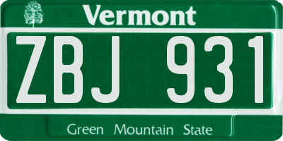 VT license plate ZBJ931